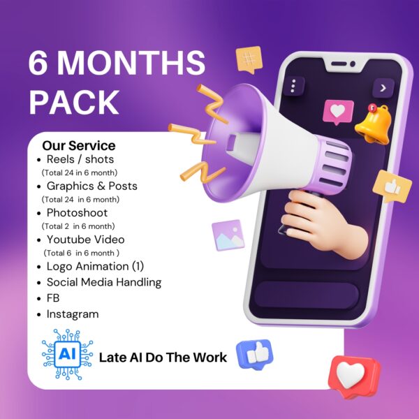 6 Month Social Media cration & Handling Pack